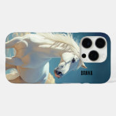 Weißer Hengst personalisierter Name Case-Mate iPhone Hülle (Rückseite (Horizontal))