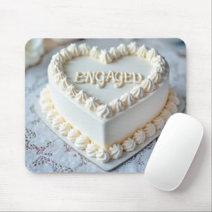 Weißer Herz-Kuchen für die Verlobung Mousepad