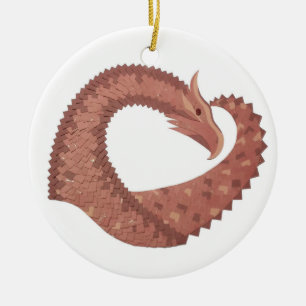 Weißer Herzdrache Keramik Ornament