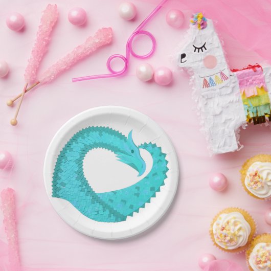 Weißer Herzdrache Pappteller (Party)