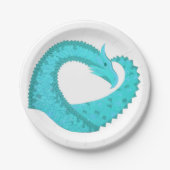 Weißer Herzdrache Pappteller (Vorderseite)