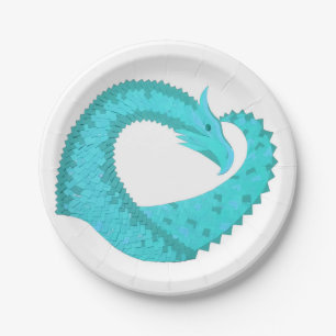 Weißer Herzdrache Pappteller