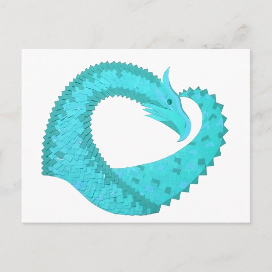 Weißer Herzdrache Postkarte (Vorderseite)