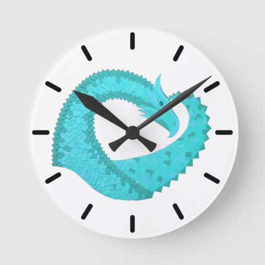 Weißer Herzdrache Runde Wanduhr (Vorderseite)