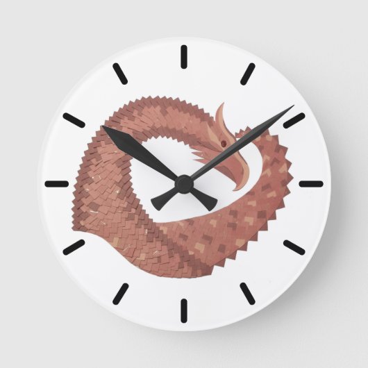 Weißer Herzdrache Runde Wanduhr (Vorderseite)