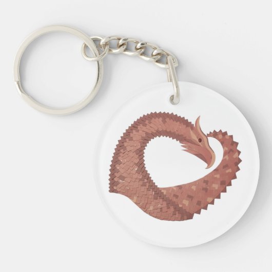 Weißer Herzdrache Schlüsselanhänger (Vorderseite)