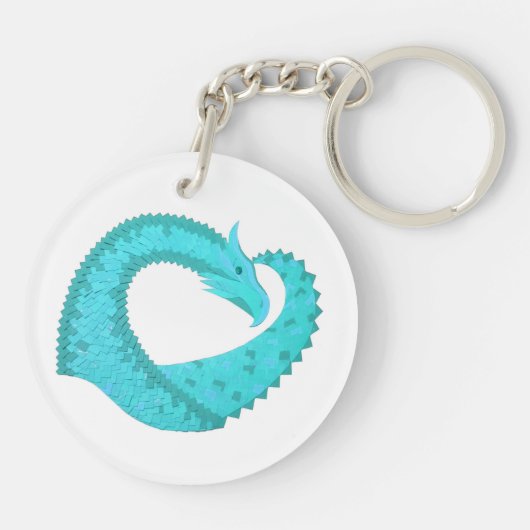 Weißer Herzdrache Schlüsselanhänger (Rückseite)