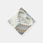 Weißer Herzkuchen für die Verlobung Serviette (Ecke)