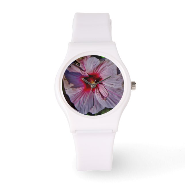 Weißer Hibiskus Armbanduhr (Vorderseite)