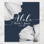 Weißer Hibiskus Blaue Tropische Hochzeit Aloha Wei Weinetikett (Einzelnes Label)