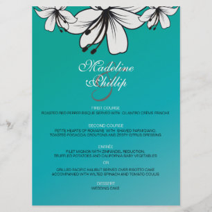 Weißer Hibiskus - Hochzeitsmenükarten Menükarte