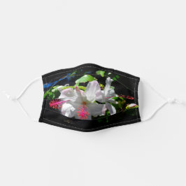 Weißer Hibiskus in Schwarz Mund-Nasen-Maske Aus Stoff