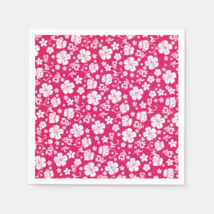 Weißer Hibiskus mit rosafarbenem tropischen Chic Serviette