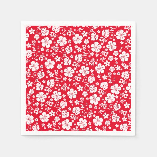 Weißer Hibiskus mit rotem tropischem Chic Serviette (Vorderseite)