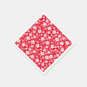 Weißer Hibiskus mit rotem tropischem Chic Serviette (Ecke)