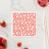 Weißer Hibiskus mit tropischem Korallenchic Serviette (Beispiel)