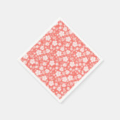 Weißer Hibiskus mit tropischem Korallenchic Serviette (Ecke)