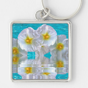 Weißer Hibiskus Schlüsselanhänger