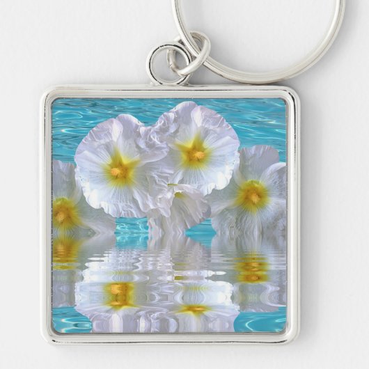 Weißer Hibiskus Schlüsselanhänger (Vorne)