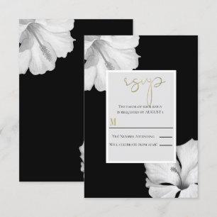 Weißer Hibiskus Schwarze Tropische Hochzeit Antwor Einladung