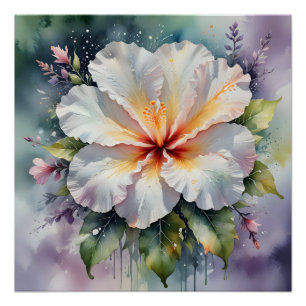 weißer Hibiskus-Traumplakat Poster