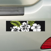 Weißer Hibiskus und Blätter Autoaufkleber (Auf Auto)