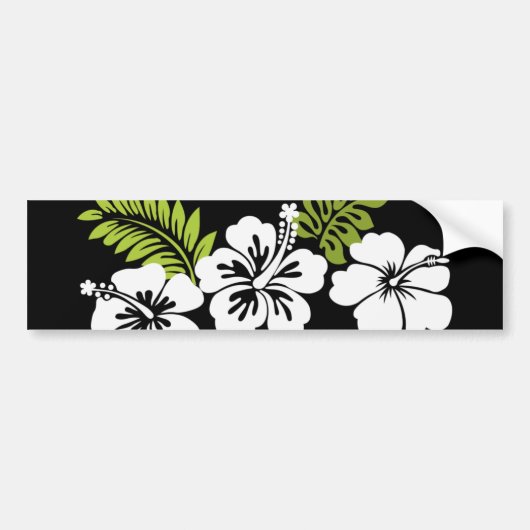 Weißer Hibiskus und Blätter Autoaufkleber (Vorne)