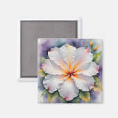 weißer Hibiskusblütenmagnet Magnet (Vorderseite/Rückseite)