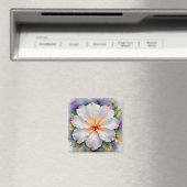 weißer Hibiskusblütenmagnet Magnet (In Situ (Geschirrspüler))