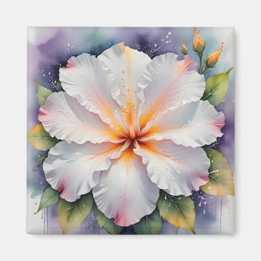 weißer Hibiskusblütenmagnet Magnet (Vorne)