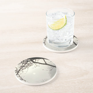 Weißer Himmel und Sonne sind von Bäumen dramatisch Getränkeuntersetzer