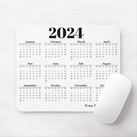Weißer Hintergrund 2024 Mousepad (Mit Mouse)