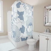 Weißer Hintergrund Delikatesse Blau Japanische Blu Duschvorhang (Beispiel)