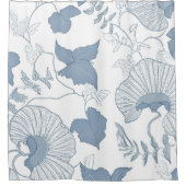 Weißer Hintergrund Delikatesse Blau Japanische Blu Duschvorhang (Vorderseite)