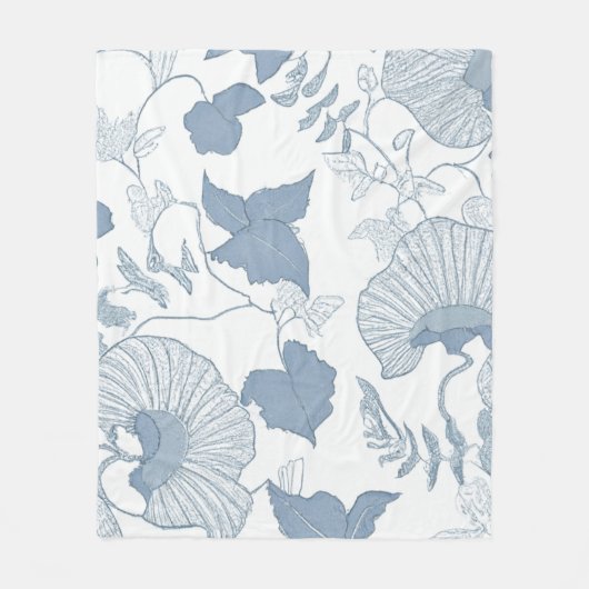 Weißer Hintergrund Delikatesse Blau Japanische Blu Fleecedecke (Vorderseite)