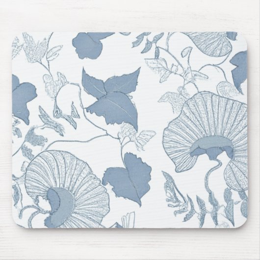 Weißer Hintergrund Delikatesse Blau Japanische Blu Mousepad (Vorne)