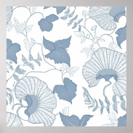 Weißer Hintergrund Delikatesse Blau Japanische Blu Poster