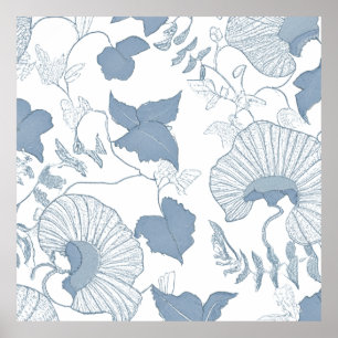 Weißer Hintergrund Delikatesse Blau Japanische Blu Poster