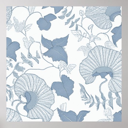 Weißer Hintergrund Delikatesse Blau Japanische Blu Poster (Vorne)