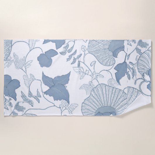 Weißer Hintergrund Delikatesse Blau Japanische Blu Strandtuch (Vorderseite)