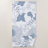 Weißer Hintergrund Delikatesse Blau Japanische Blu Strandtuch (Vorderseite)