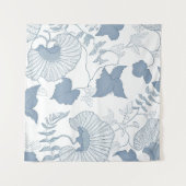 Weißer Hintergrund Delikatesse Blau Japanische Blu Wandteppich (Vorderseite (Horizontal))