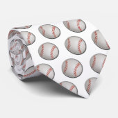 Weißer Hintergrund des Baseball-Musters Krawatte (Gerollt)