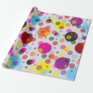Weißer Hintergrund farbenfrohe Polka Punkte Geschenkpapier