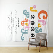 Weißer Hintergrund für 2024 Retro Custom Graduatio Wandteppich (Beispiel (Horizontal))