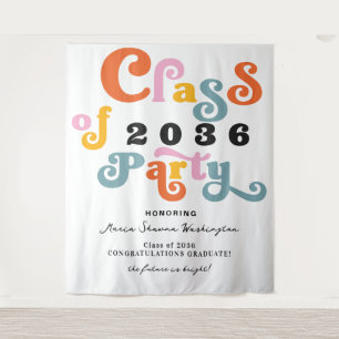 Weißer Hintergrund für 2024 Retro Custom Graduatio Wandteppich
