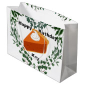 Weißer Hintergrund Grüne Kuchen Eiscreme Große Geschenktüte (Rückseite Schrägansicht)