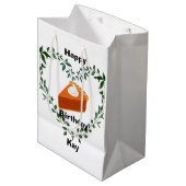 Weißer Hintergrund Grüne Kuchen Eiscreme Mittlere Geschenktüte (Vorderseite Schrägansicht)