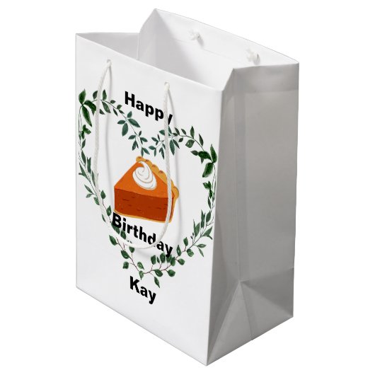 Weißer Hintergrund Grüne Kuchen Eiscreme Mittlere Geschenktüte (Rückseite Schrägansicht)