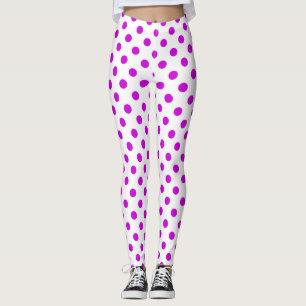 Weißer Hintergrund Lila Tupfen Leggings